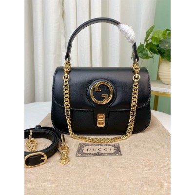 Gucci Blondie Small Top Handle Bag in Black Cuir Leather