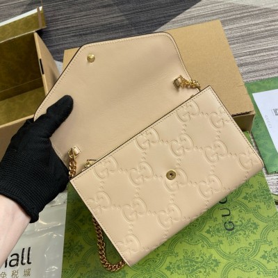 Gucci Chain Wallet in Light Beige GG Leather