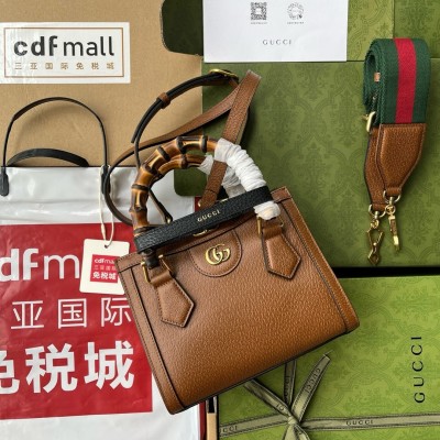 Gucci Diana Mini Tote Bag in Brown Calfskin