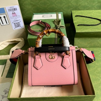 Gucci Diana Mini Tote Bag in Pink Calfskin