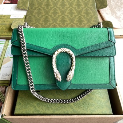 Gucci Dionysus Bicolor Small Shoulder Bag in Green Leather