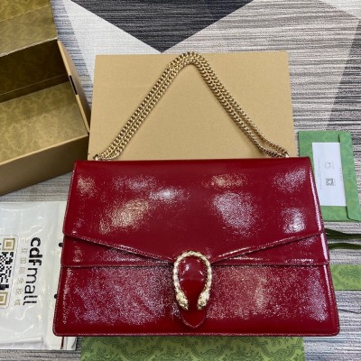 Gucci Dionysus Large Shoulder Bag in Red Patent Leather