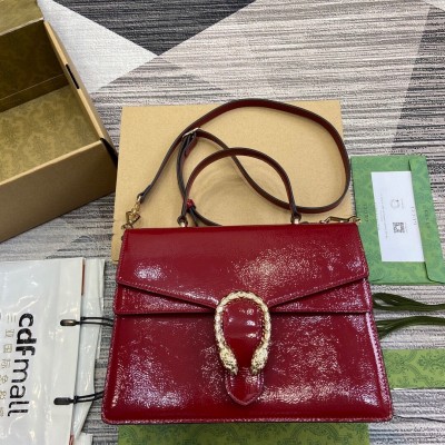 Gucci Dionysus Medium Top Handle Bag in Red Patent Leather