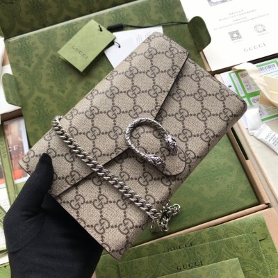 Gucci Dionysus Mini Chain Wallet in Beige GG Supreme Canvas