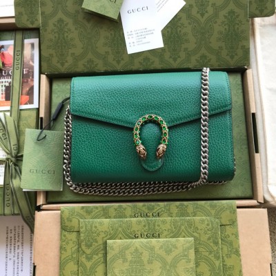 Gucci Dionysus Mini Chain Wallet in Green Leather