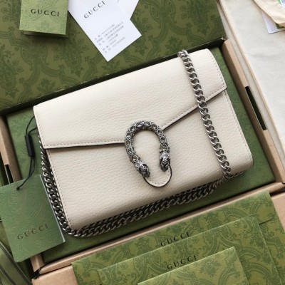 Gucci Dionysus Mini Chain Wallet in White Leather