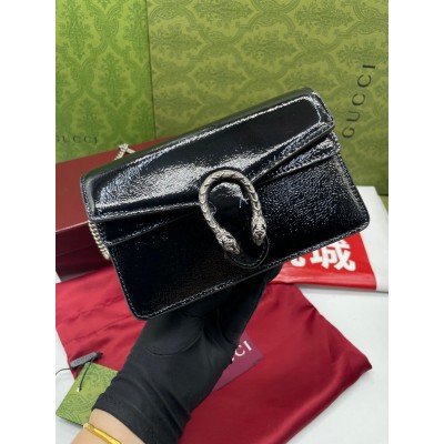 Gucci Dionysus Super Mini Bag in Black Patent Leather