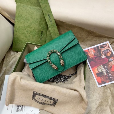 Gucci Dionysus Super Mini Bag in Green Grained Leather