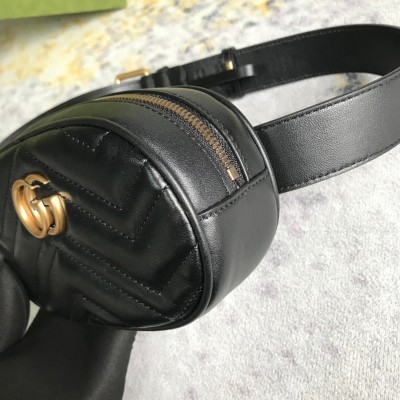 Gucci GG Marmont Belt Bag In Black Matelasse Leather