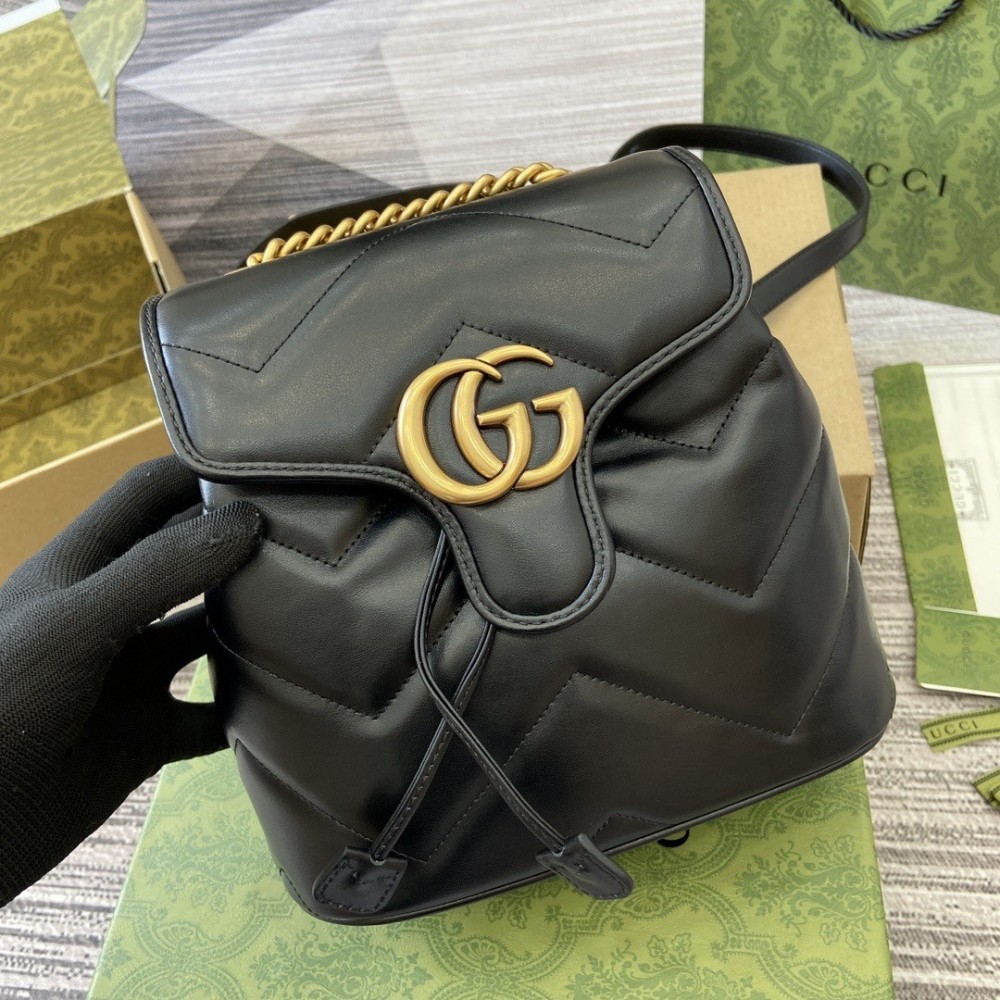 Gucci GG Marmont Mini Backpack in Black Matelasse Leather