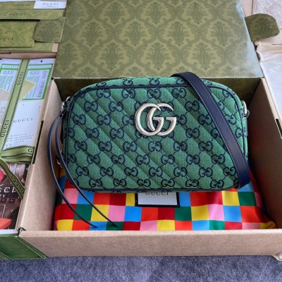 Gucci GG Marmont Small Camera Bag in Green GG Canvas