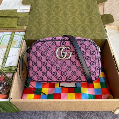 Gucci GG Marmont Small Camera Bag in Pink GG Canvas