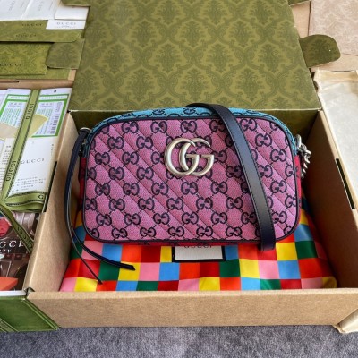 Gucci GG Marmont Small Camera Bag in Pink GG Multicolor Canvas