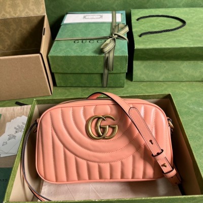 Gucci GG Marmont Small Camera Bag in Round Matelasse Leather