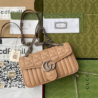 Gucci GG Marmont Small Shoulder Bag in Beige Matelasse Leather