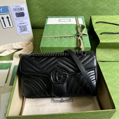 Gucci GG Marmont Small Shoulder Bag with Black Hardware