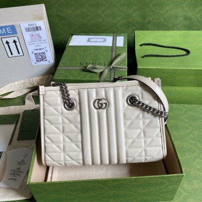 Gucci GG Marmont Small Tote in White Matelasse Leather