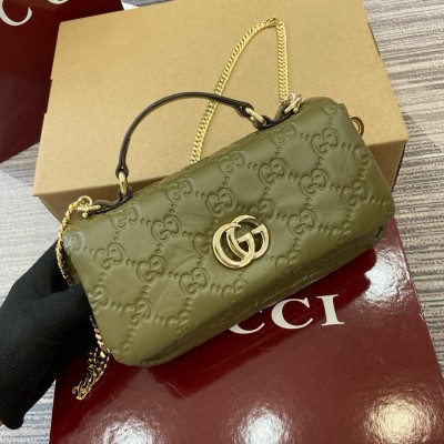 Gucci GG Milano Mini Top Handle Bag in Green GG Puffy Leather