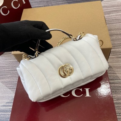 Gucci GG Milano Mini Top Handle Bag in White Puffy Quilted Leather