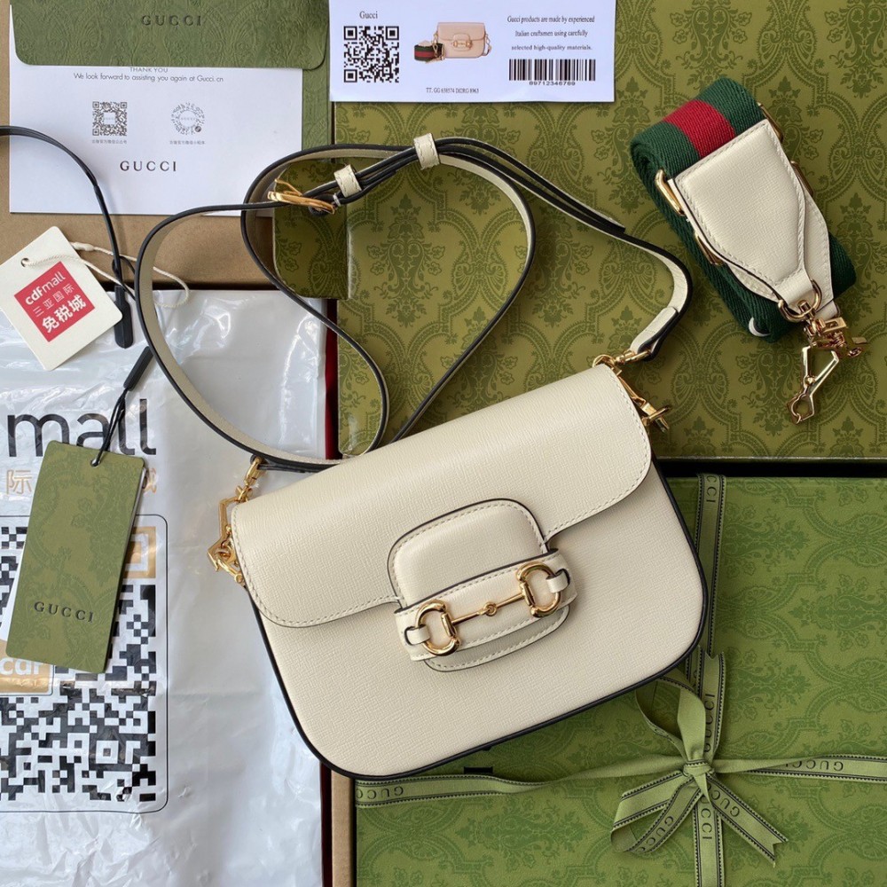 Gucci Horsebit 1955 Mini Bag in White Leather