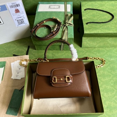 Gucci Horsebit 1955 Mini Handbag in Brown Leather