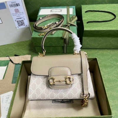 Gucci Horsebit 1955 Mini Handbag in White GG Supreme Canvas