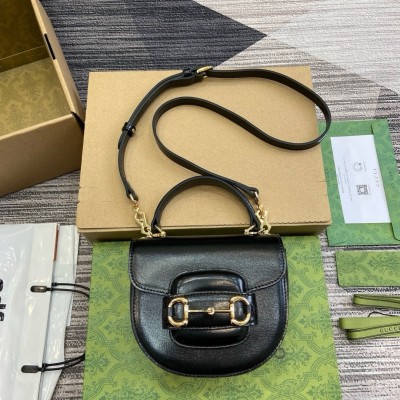 Gucci Horsebit 1955 Mini Top Handle Bag in Black Calfskin