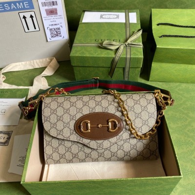 Gucci Horsebit 1955 Small Bag in Beige GG Supreme Canvas