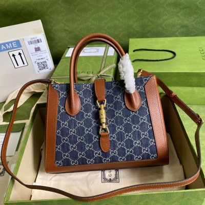 Gucci Jackie 1961 Medium Tote Bag in GG Jacquard Denim