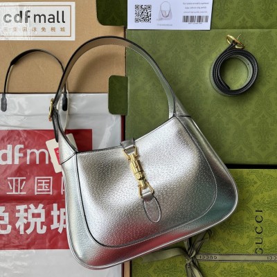 Gucci Jackie 1961 Small Hobo Bag in Silver Lame Leather