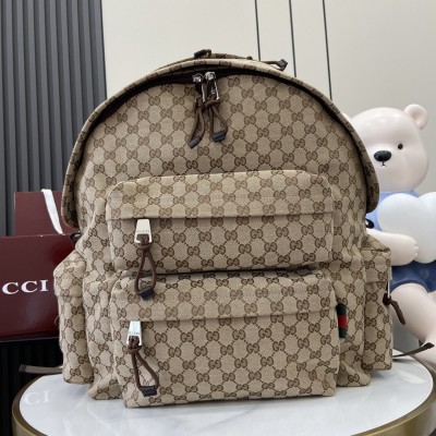 Gucci Large Backpack with Gucci Logo in Beige Original GG Canvas