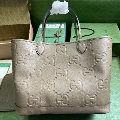 Gucci Large Tote Bag in Taupe Jumbo GG Leather