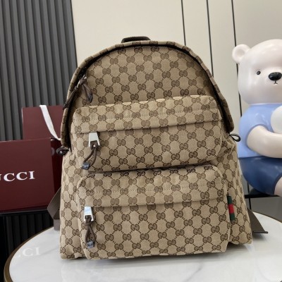 Gucci Medium Backpack with Gucci Logo in Beige Original GG Canvas