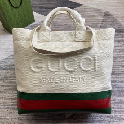 Gucci Medium Tote Bag in Canvas with Embossed Detail