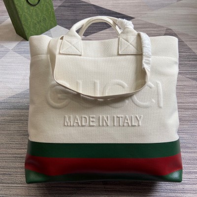 Gucci Medium Tote Bag in Canvas with Embossed Detail