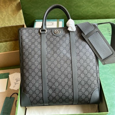 Gucci Men's Ophidia Medium Tote Bag in Grey GG Supreme Canvas