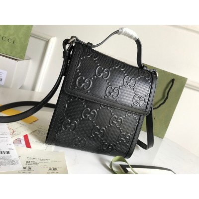 Gucci Messengers Bag in Black GG Embossed Leather