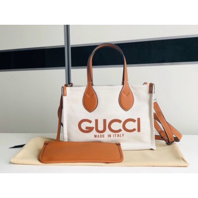 Gucci Mini Reversible Tote Bag in Canvas with Brown Gucci Print