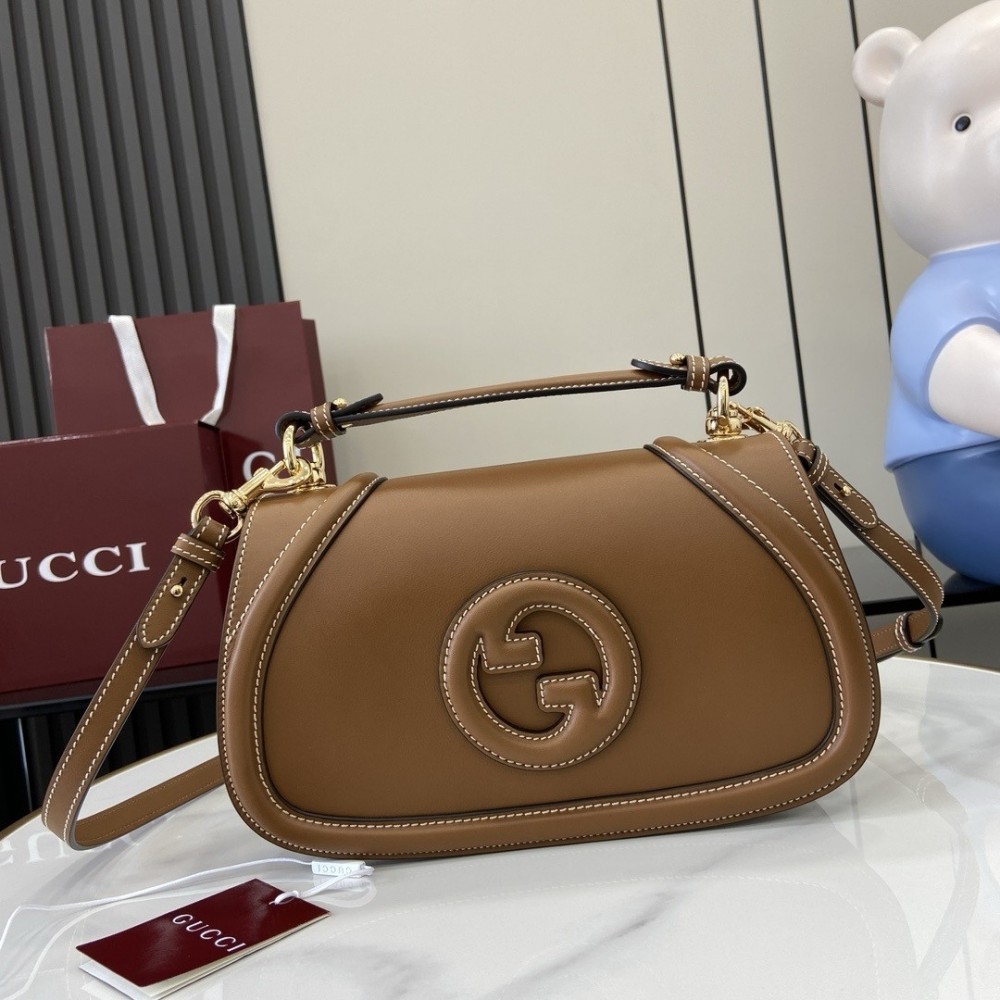 Gucci New Blondie Small Handle Bag in Brown Leather