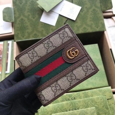 Gucci Ophidia GG Bi-fold Wallet In Beige GG Supreme Canvas