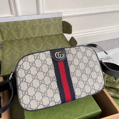 Gucci Ophidia GG Camera Bag in Blue Supreme Canvas