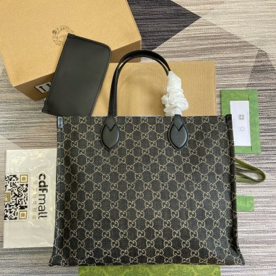 Gucci Ophidia GG Large Tote Bag in Black GG Denim