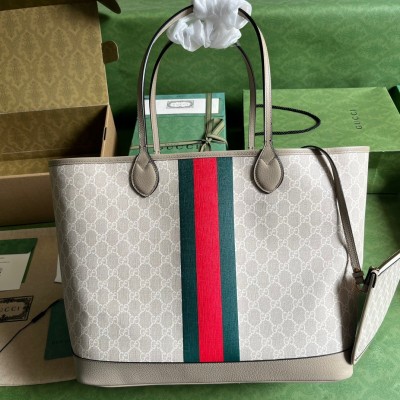 Gucci Ophidia GG Large Tote Bag in White GG Supreme Canvas