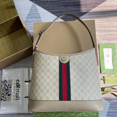 Gucci Ophidia GG Medium Shoulder Bag in White GG Canvas