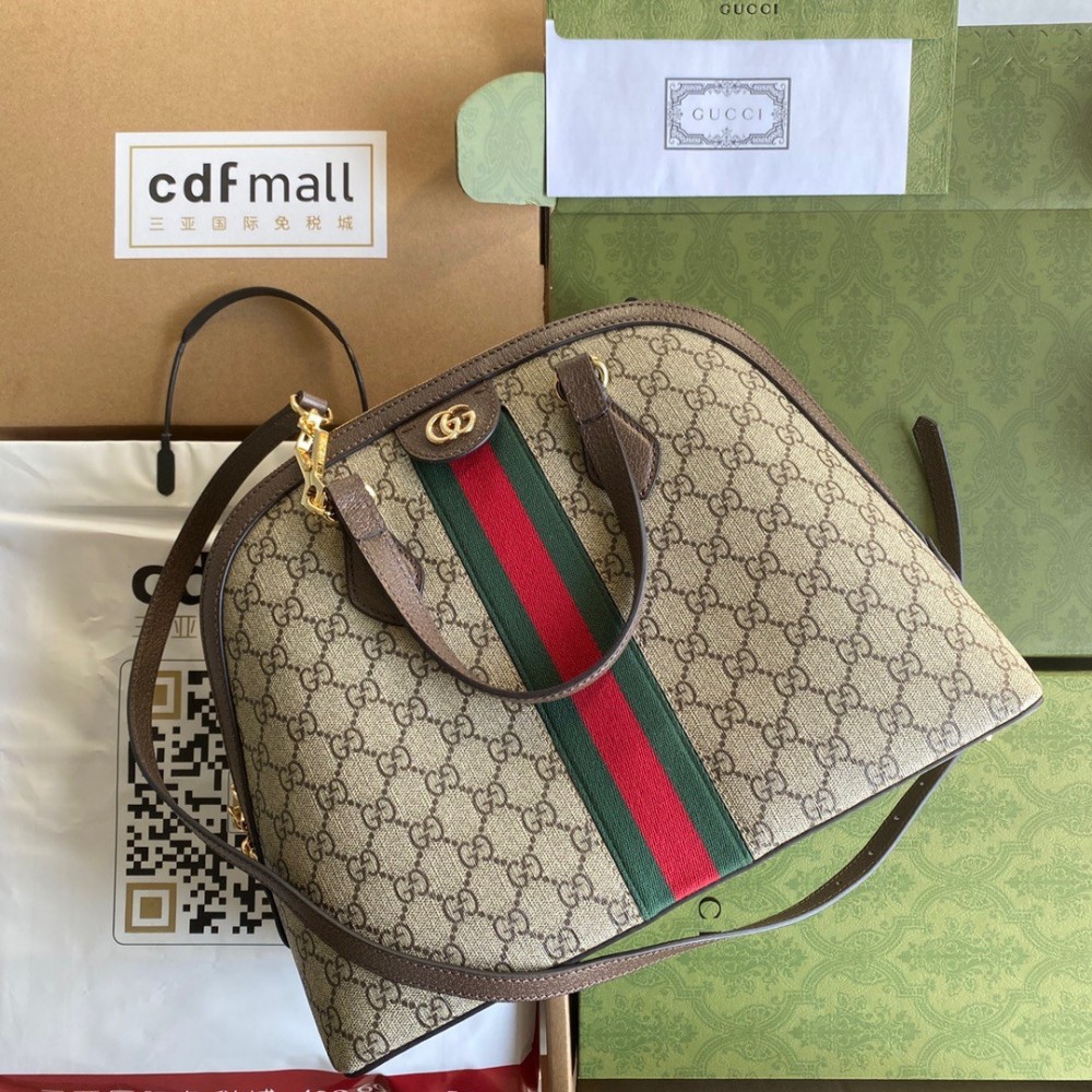 Gucci Ophidia GG Medium Top Handle Bag in Supreme Canvas