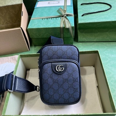 Gucci Ophidia GG Sling Bag in Blue GG Supreme Canvas