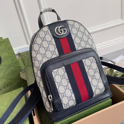 Gucci Ophidia GG Small Backpack in Blue Supreme Canvas