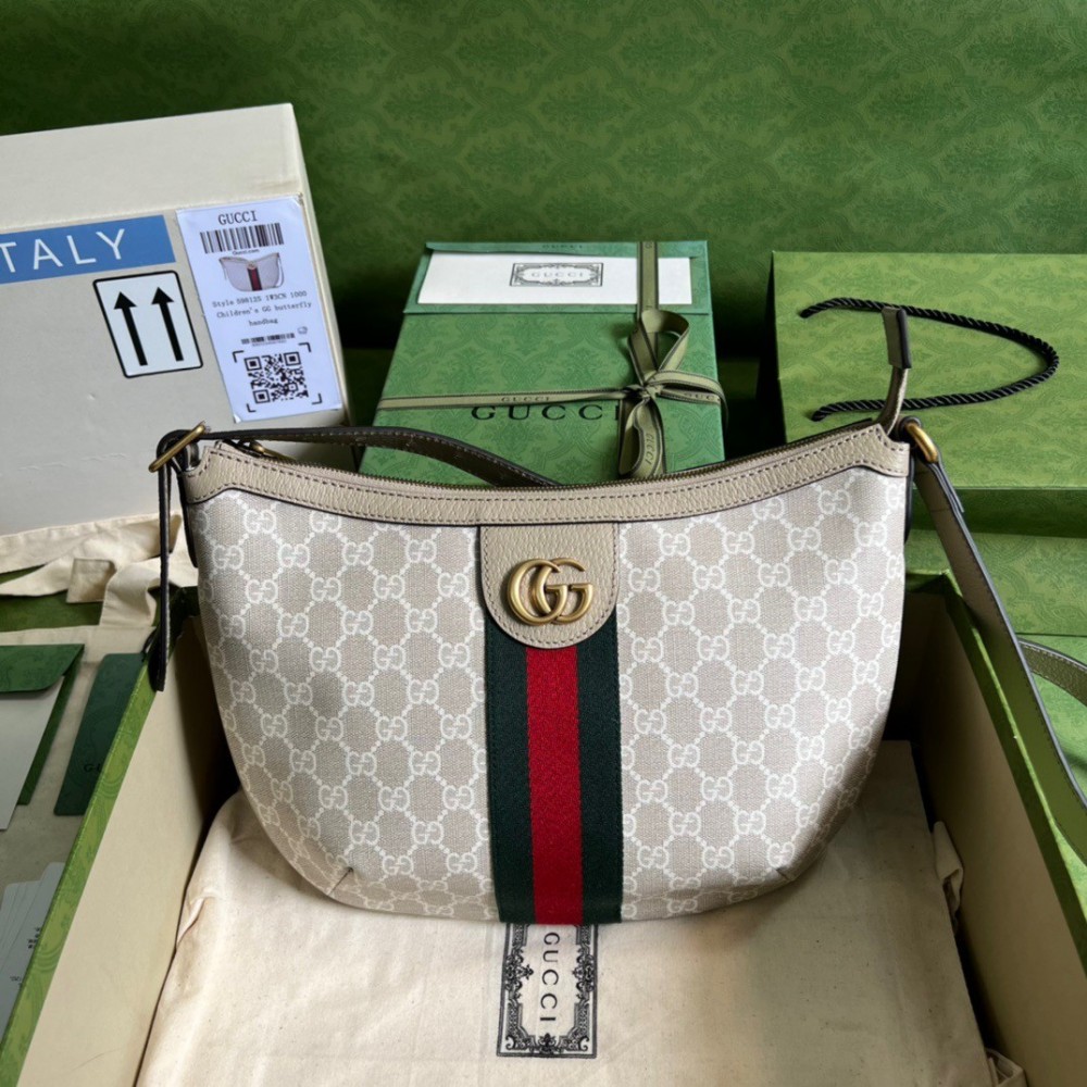 Gucci Ophidia GG Small Crossbody Bag in White Supreme Canvas