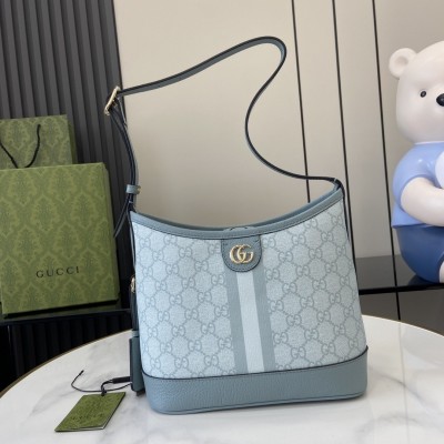 Gucci Ophidia GG Small Shoulder Bag in Dusty Blue Supreme Canvas