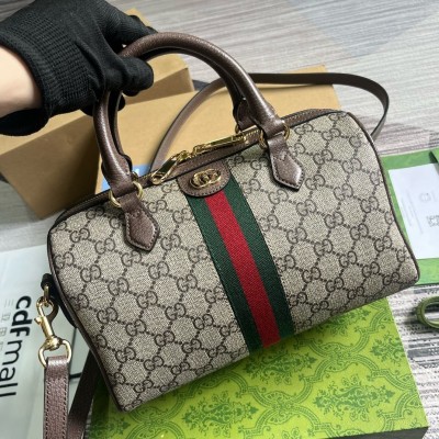 Gucci Ophidia GG Small Top Handle Bag in Beige GG Canvas